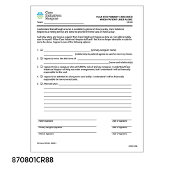 Plan for Primary Caregiver When Patient Lives Alone CR-88 (pkg of 100)